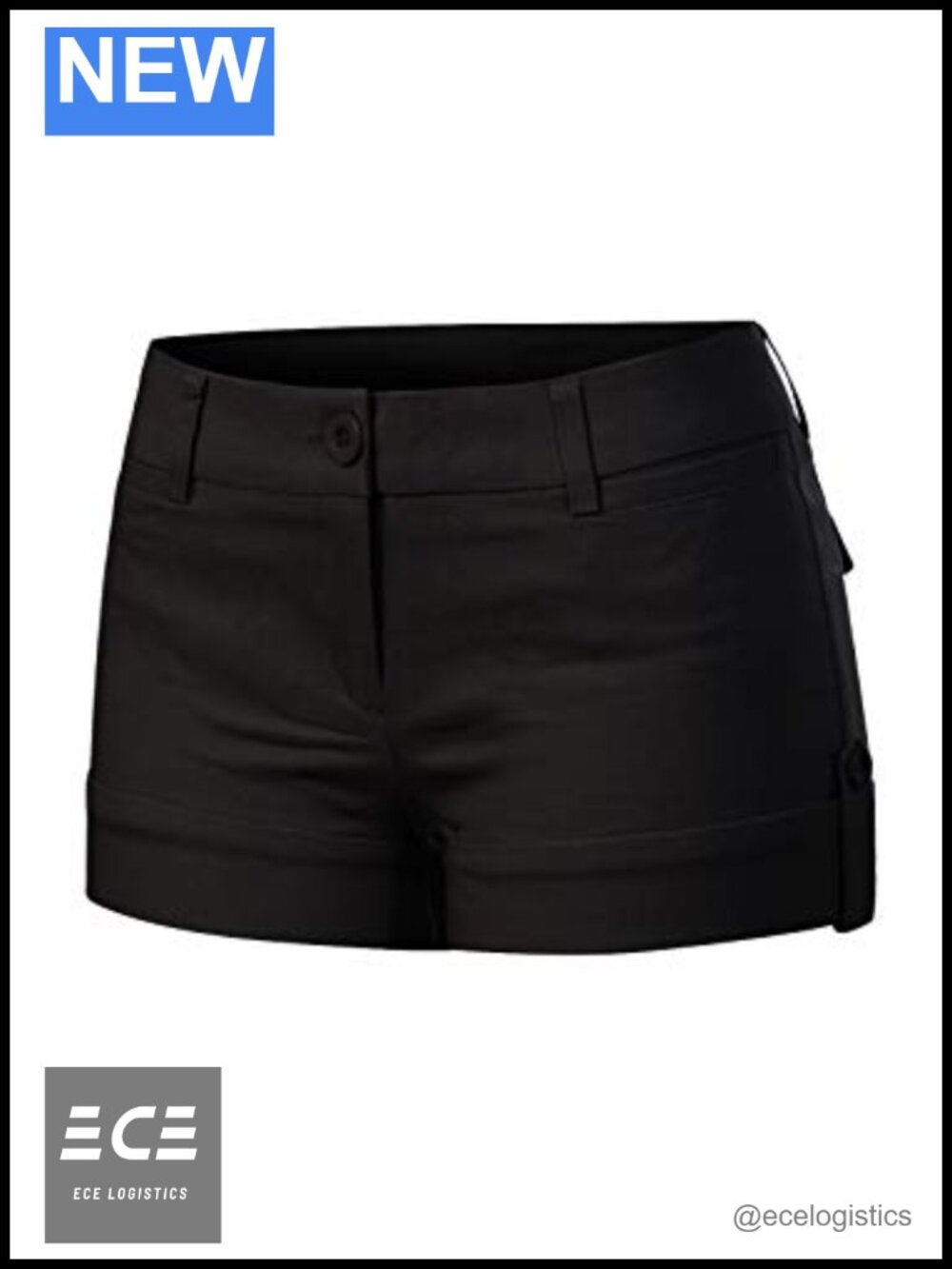 Women's Stretch Cuffed Chino Shorts Slim Fit Mid Rise Golf Casual